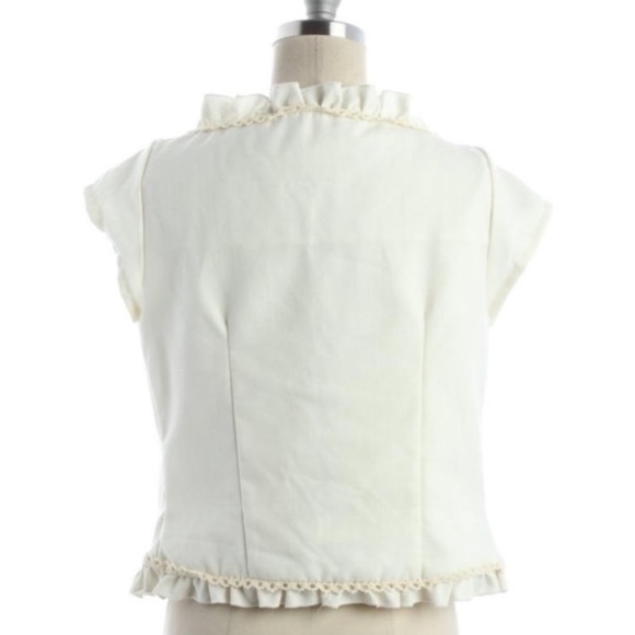 Anthropologie Shumaq Crop Ruffle Open Cotton Blend Summer Jacket L - Picture 12 of 12